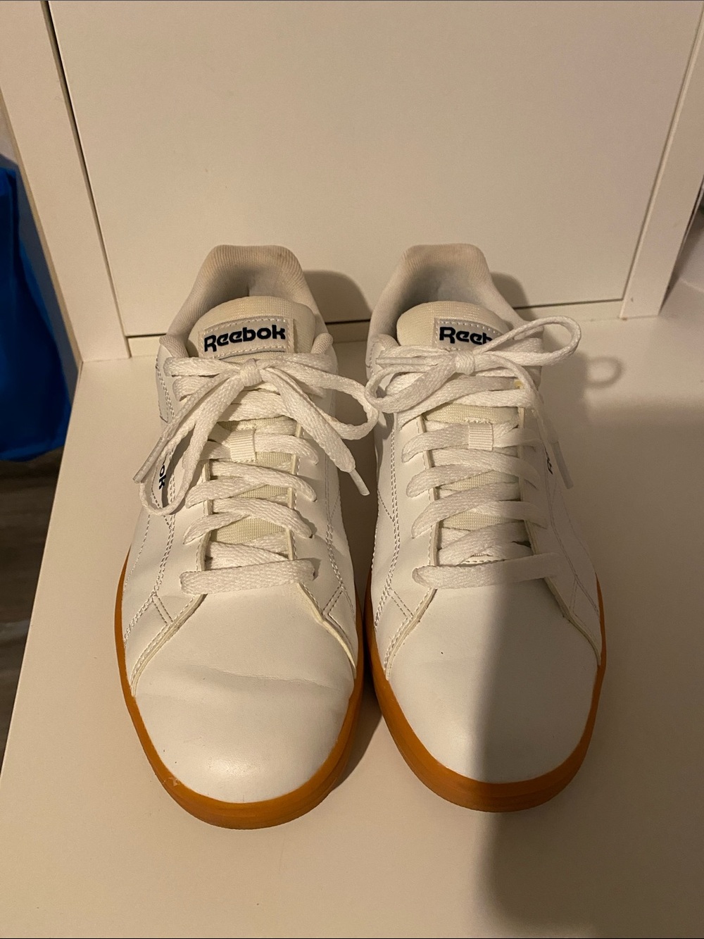 Reebok Men’s White Leather Sneakers with Gum Outsole
